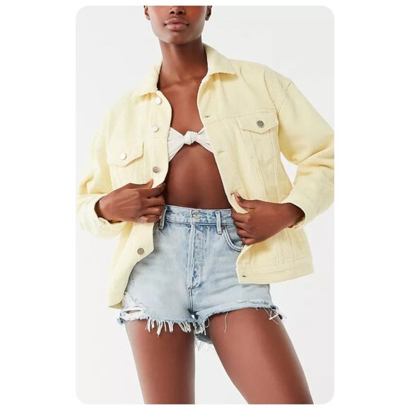 BDG Urban Outfitters Butter Yellow Corduroy Trucker Jacket sz M - Picture 4 of 9